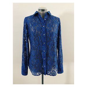 J.Crew Blue  Lace Button down Sz 6